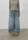 Decat Cut Balloon Wide Denim Pants