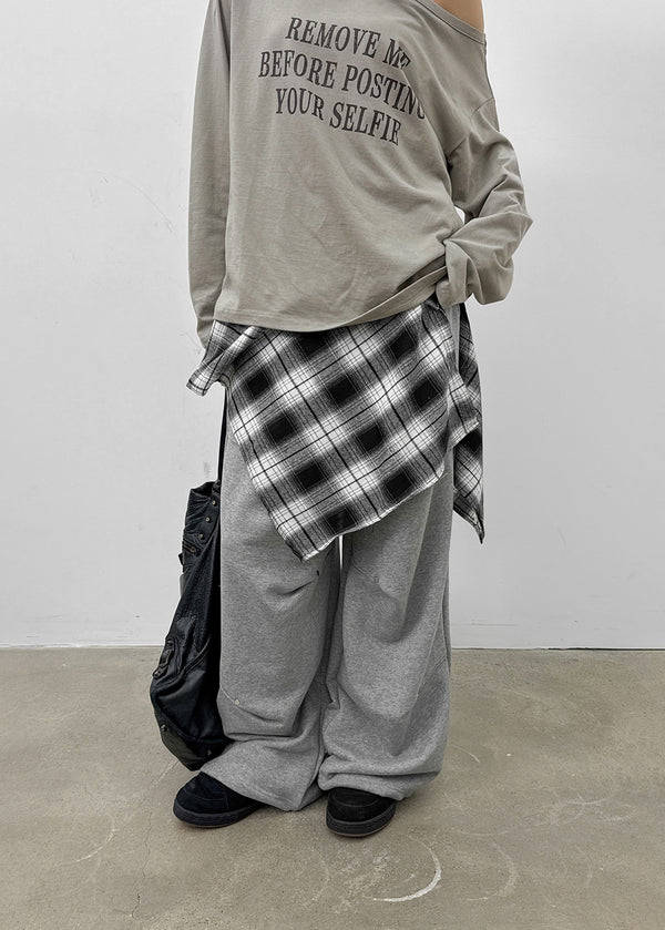 Midal Check Unbalanced Layered Wrap Skirt