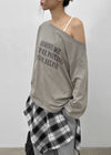 Meb Loose Fit One-shoulder Long-sleeve T-shirt