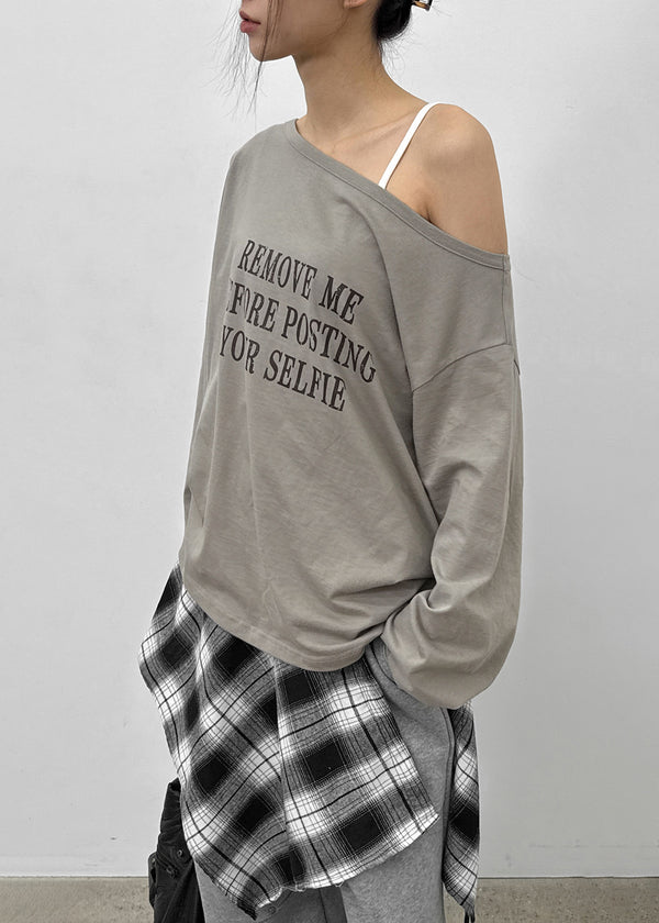 Meb Loose Fit One-shoulder Long-sleeve T-shirt