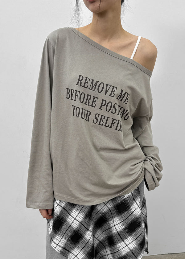 Meb Loose Fit One-shoulder Long-sleeve T-shirt