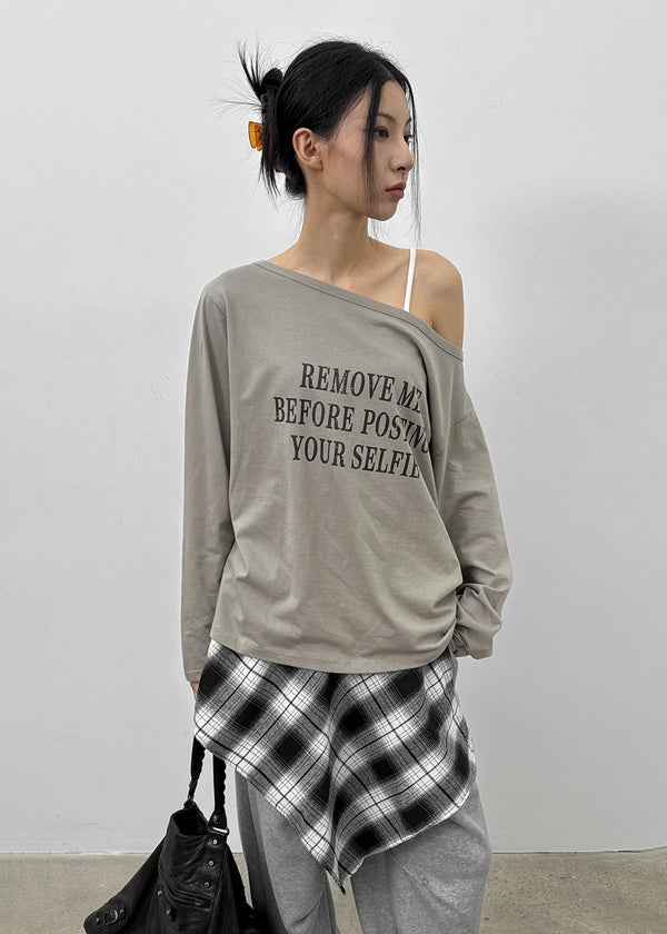 Meb Loose Fit One-shoulder Long-sleeve T-shirt