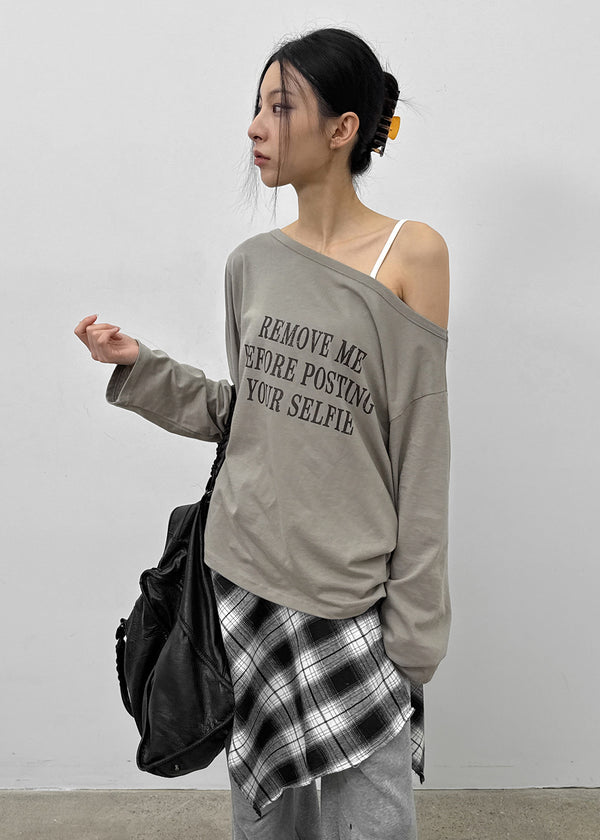 Meb Loose Fit One-shoulder Long-sleeve T-shirt