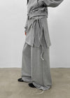 Ricketto Set - Layered Wrap Skirt, Wide Banding Pants