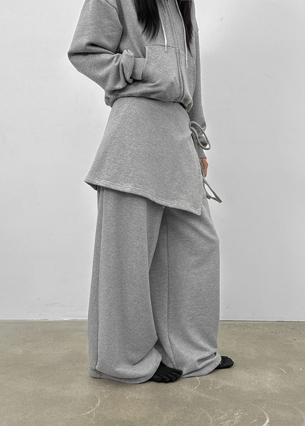 Ricketto Set - Layered Wrap Skirt, Wide Banding Pants