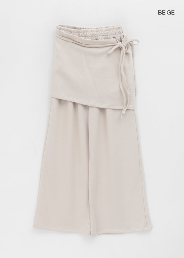 Ricketto Set - Layered Wrap Skirt, Wide Banding Pants