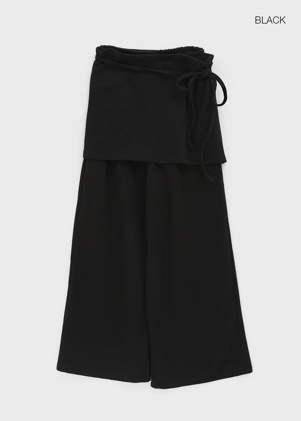 Ricketto Set - Layered Wrap Skirt, Wide Banding Pants