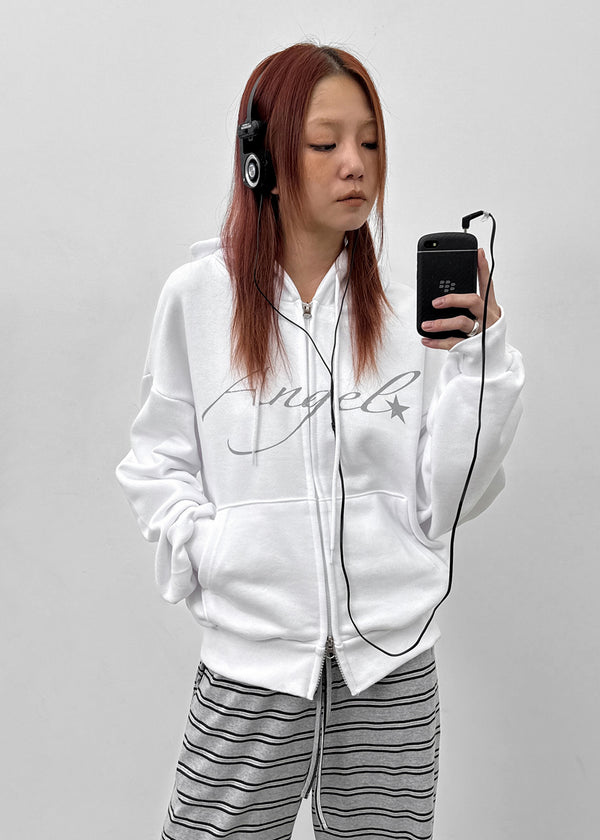 Rotaf Two-way Lettering Hooded Zip-up