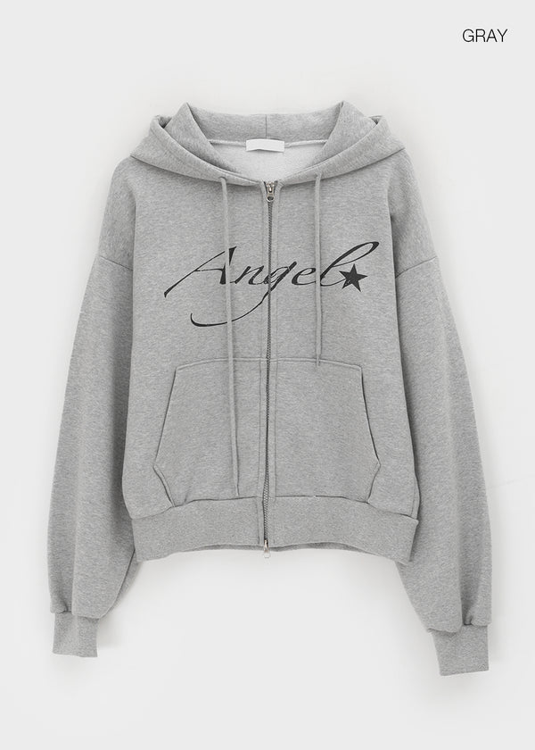 Rotaf Two-way Lettering Hooded Zip-up