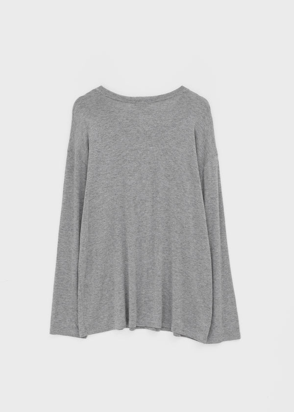 Flaming Loose Fit Henley Neck Wool Long Sleeve T-shirt