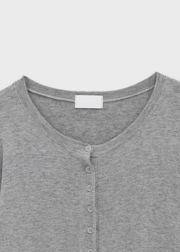 Flaming Loose Fit Henley Neck Wool Long Sleeve T-shirt