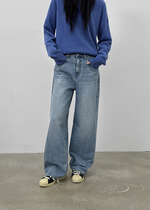 Juliet Semi-washed Wide Denim Pants