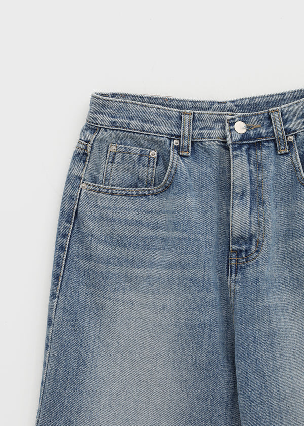 Juliet Semi-washed Wide Denim Pants