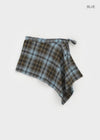 Midal Check Unbalanced Layered Wrap Skirt