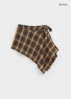 Midal Check Unbalanced Layered Wrap Skirt