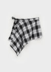 Midal Check Unbalanced Layered Wrap Skirt
