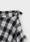 Midal Check Unbalanced Layered Wrap Skirt