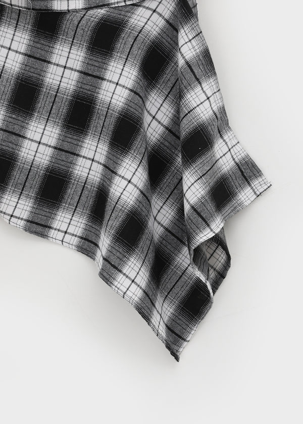 Midal Check Unbalanced Layered Wrap Skirt