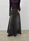 Toynem Washed Cutting Denim Long Skirt