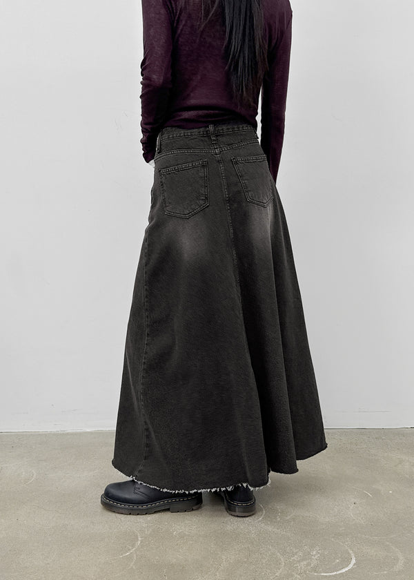 Toynem Washed Cutting Denim Long Skirt