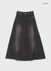 Toynem Washed Cutting Denim Long Skirt