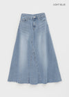 Toynem Washed Cutting Denim Long Skirt