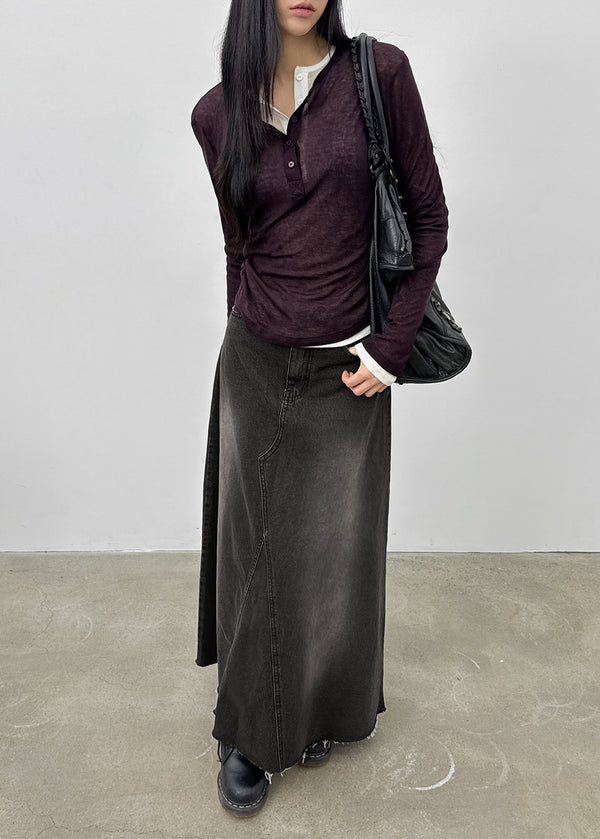 Delke Henley Neck Button Long Sleeve T-shirt (30% Wool)