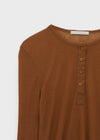 Delke Henley Neck Button Long Sleeve T-shirt (30% Wool)