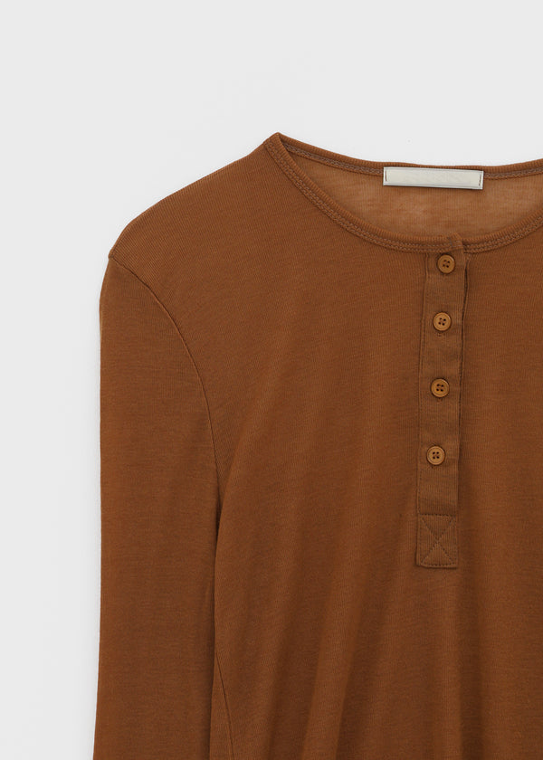 Delke Henley Neck Button Long Sleeve T-shirt (30% Wool)