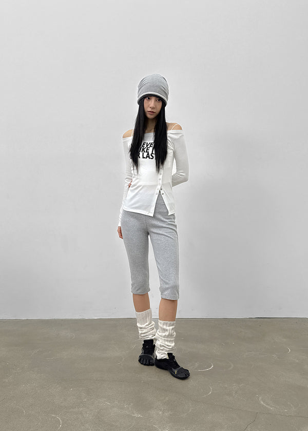 Elfo Slit Off-shoulder Long-sleeved T-shirt