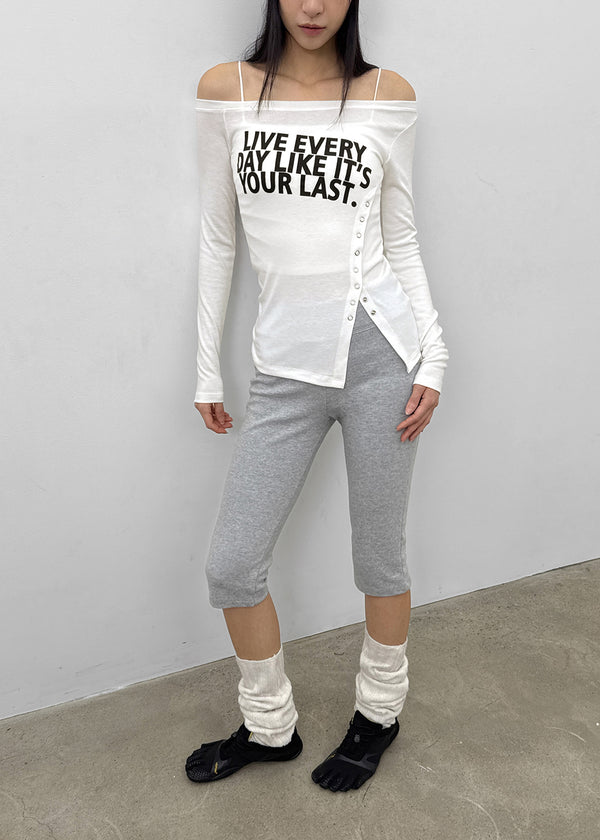 Elfo Slit Off-shoulder Long-sleeved T-shirt