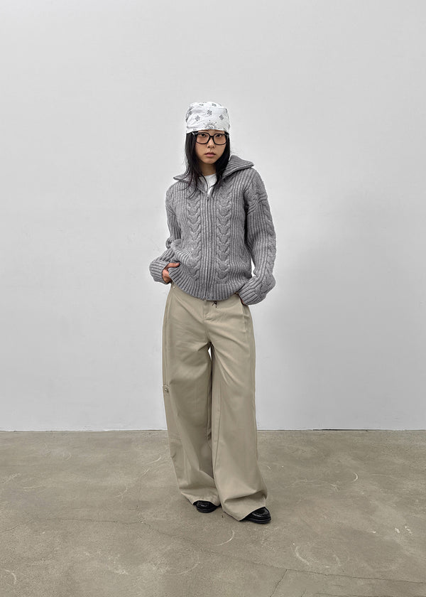 Dunda Incision Rivet Wide Cotton Pants (belt Set)