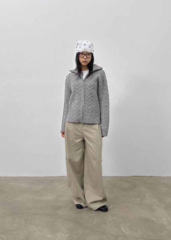 Dunda Incision Rivet Wide Cotton Pants (belt Set)