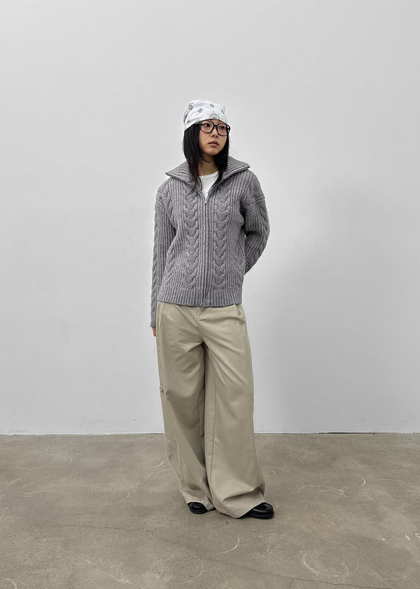 Dunda Incision Rivet Wide Cotton Pants (belt Set)