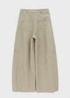 Dunda Incision Rivet Wide Cotton Pants (belt Set)