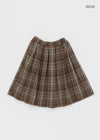Nushin Outer Fleece Banding Pleated Check Midi Skirt