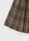 Nushin Outer Fleece Banding Pleated Check Midi Skirt
