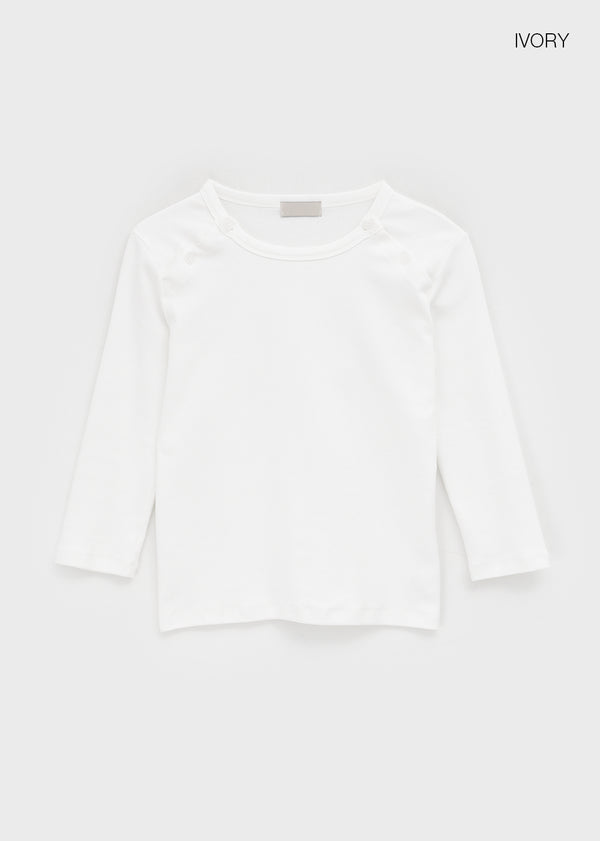 Riming Diagonal Slit 3/4 Sleeve Tee