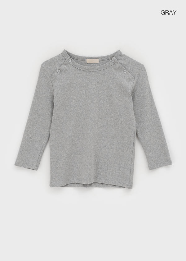 Riming Diagonal Slit 3/4 Sleeve Tee