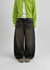 Decat Cut Balloon Wide Denim Pants