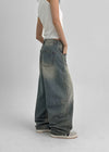 Decat Cut Balloon Wide Denim Pants