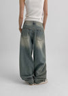 Decat Cut Balloon Wide Denim Pants