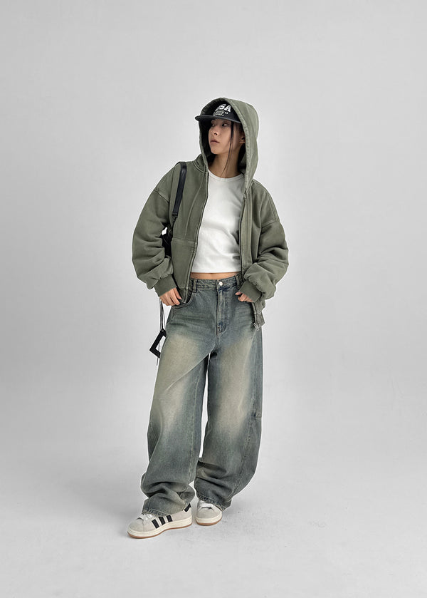 Decat Cut Balloon Wide Denim Pants