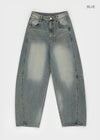 Decat Cut Balloon Wide Denim Pants
