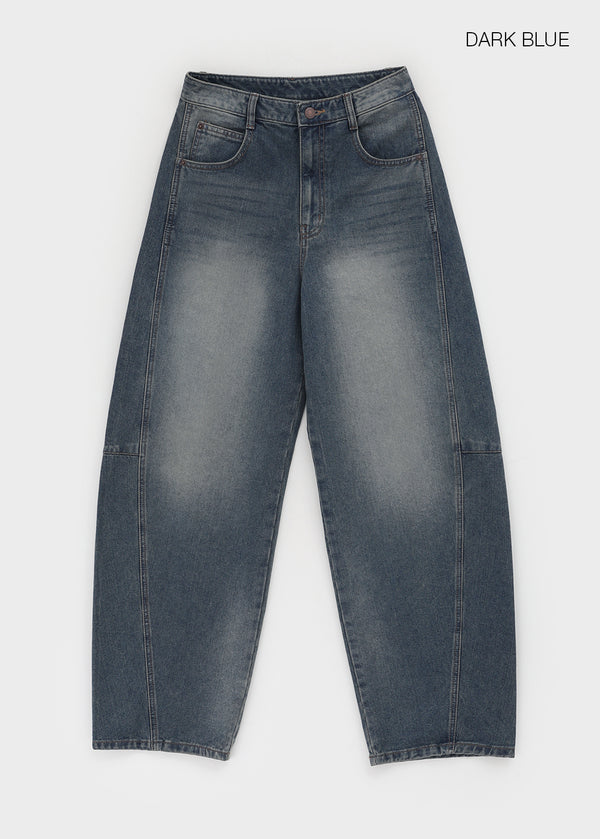 Decat Cut Balloon Wide Denim Pants