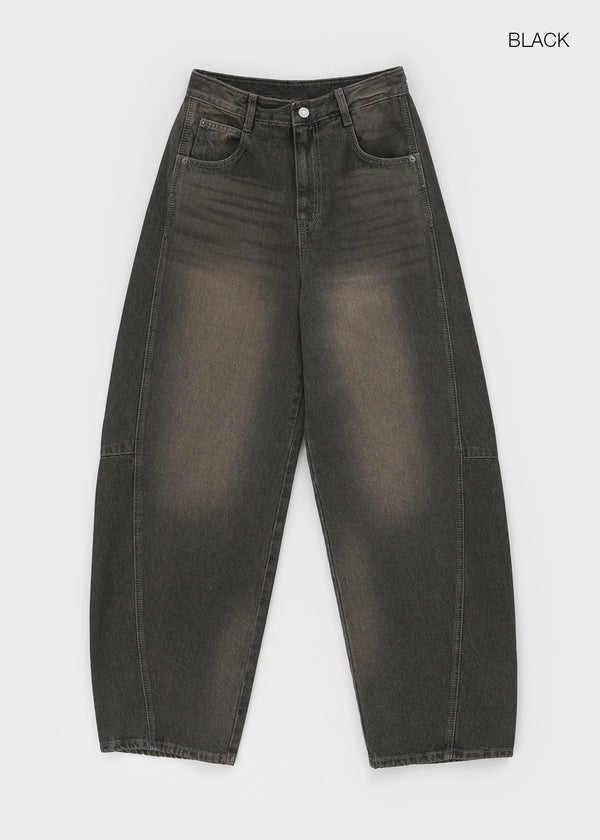 Decat Cut Balloon Wide Denim Pants