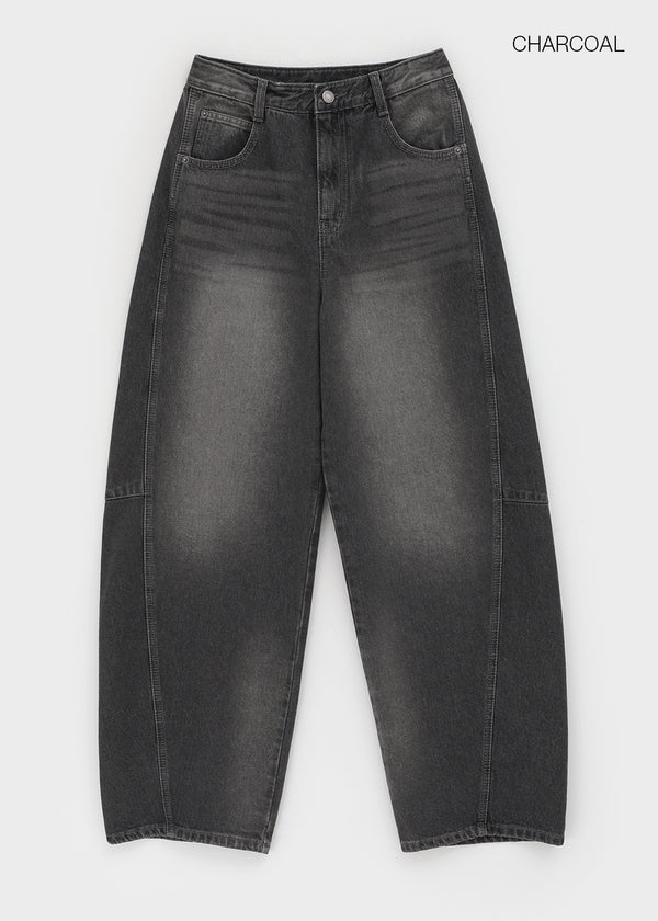 Decat Cut Balloon Wide Denim Pants