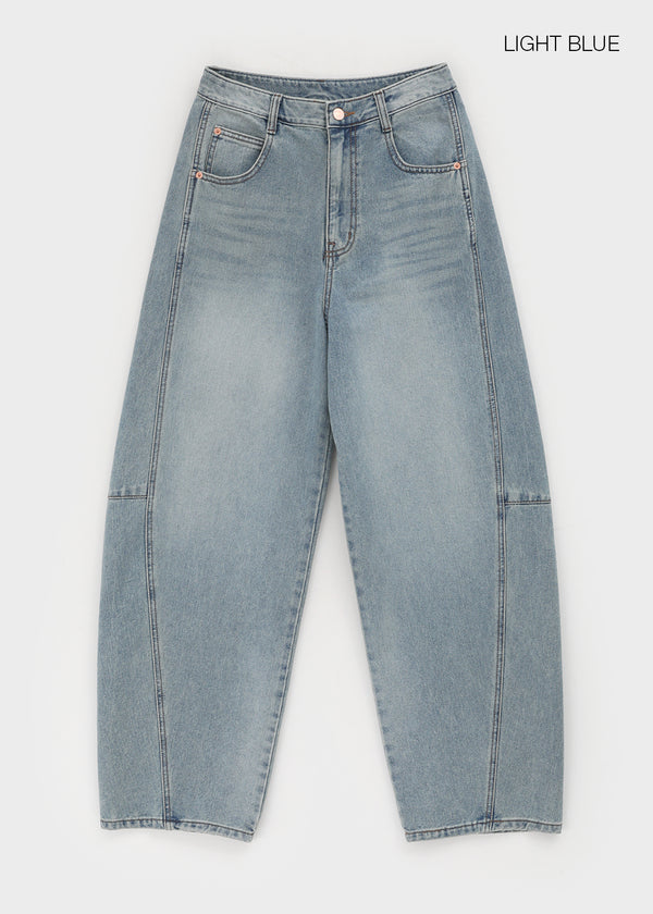 Decat Cut Balloon Wide Denim Pants