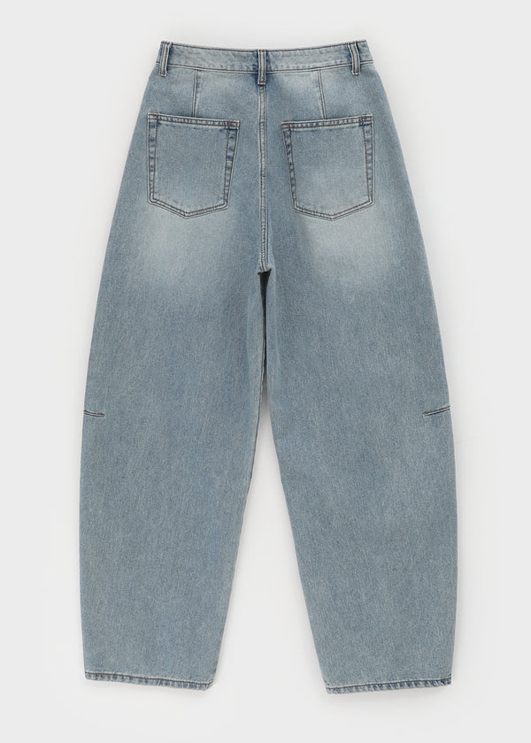 Decat Cut Balloon Wide Denim Pants