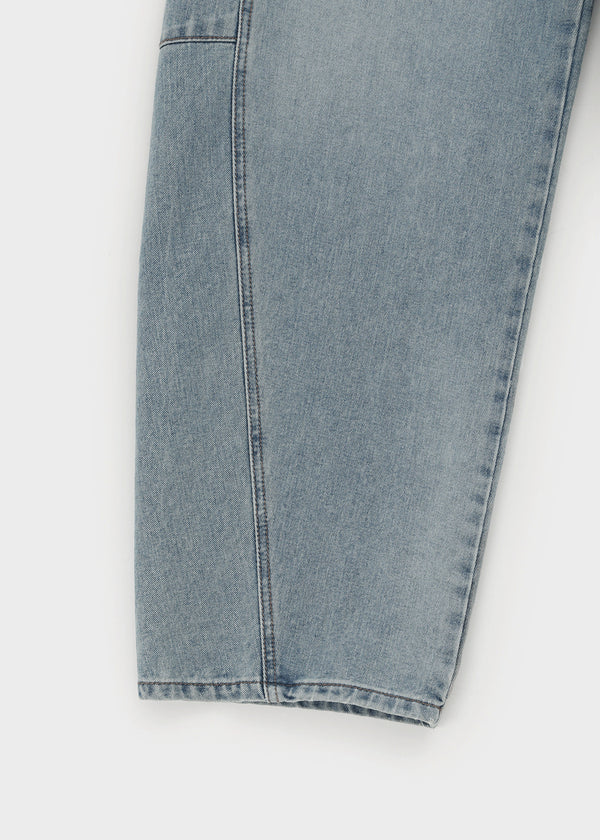 Decat Cut Balloon Wide Denim Pants